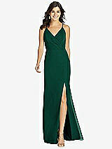 Front View Thumbnail - Hunter Green Criss Cross Back Mermaid Wrap Dress