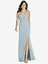 Front View Thumbnail - Mist Criss Cross Back Mermaid Wrap Dress