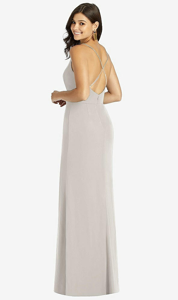 Back View - Oyster Criss Cross Back Mermaid Wrap Dress