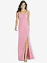 Front View Thumbnail - Peony Pink Criss Cross Back Mermaid Wrap Dress