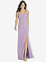 Front View Thumbnail - Pale Purple Criss Cross Back Mermaid Wrap Dress