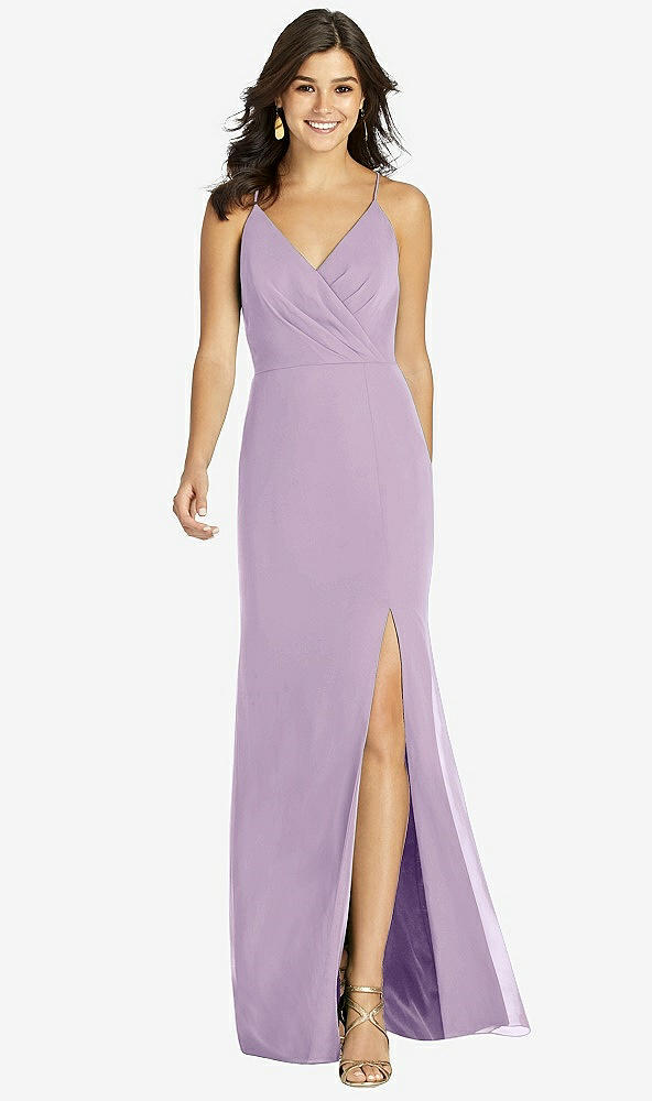 Front View - Pale Purple Criss Cross Back Mermaid Wrap Dress