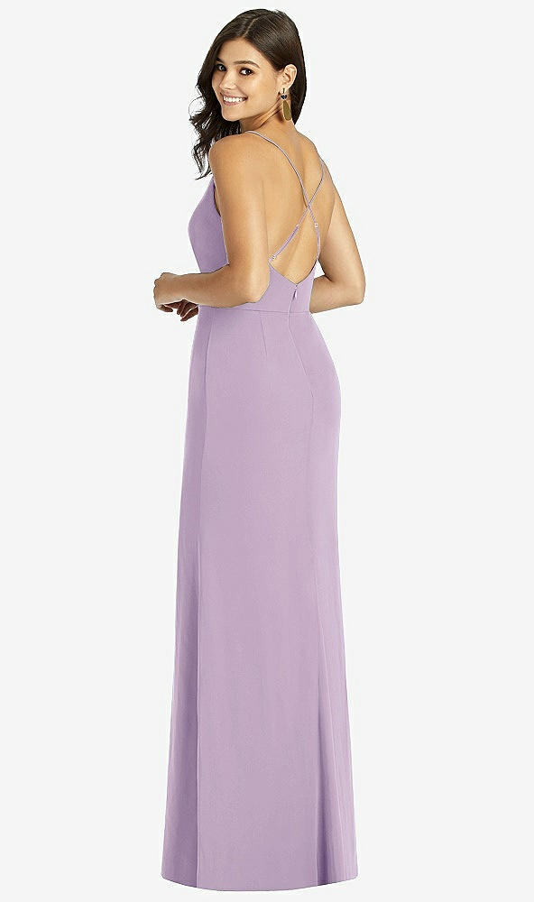 Back View - Pale Purple Criss Cross Back Mermaid Wrap Dress