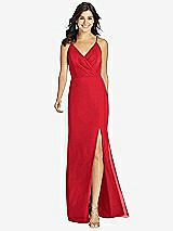 Front View Thumbnail - Parisian Red Criss Cross Back Mermaid Wrap Dress