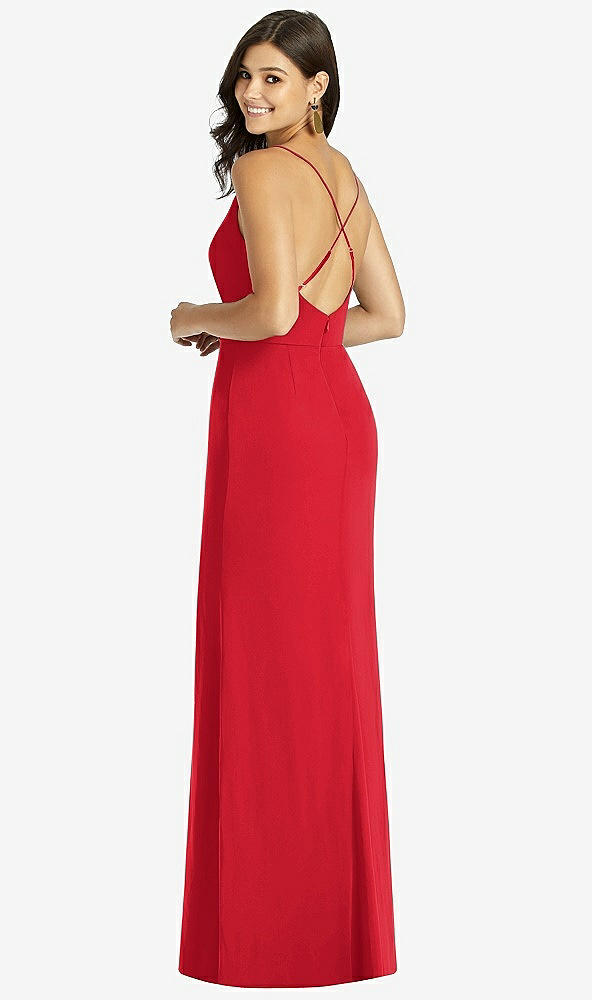 Back View - Parisian Red Criss Cross Back Mermaid Wrap Dress