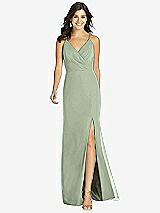 Front View Thumbnail - Sage Criss Cross Back Mermaid Wrap Dress