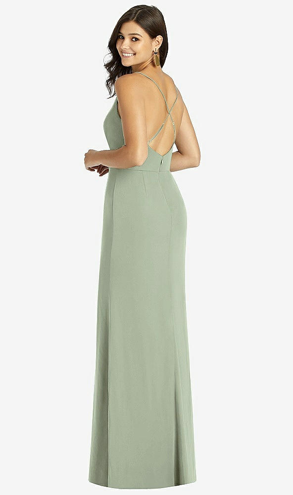 Back View - Sage Criss Cross Back Mermaid Wrap Dress