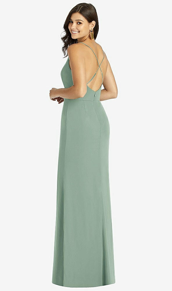 Back View - Seagrass Criss Cross Back Mermaid Wrap Dress