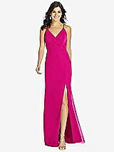 Front View Thumbnail - Think Pink Criss Cross Back Mermaid Wrap Dress