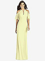 Front View Thumbnail - Butter Yellow Ruffle Cold-Shoulder Mermaid Maxi Dress