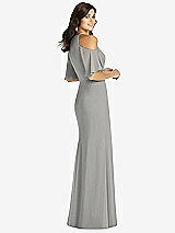 Rear View Thumbnail - Chelsea Gray Ruffle Cold-Shoulder Mermaid Maxi Dress