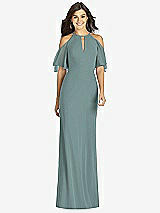 Front View Thumbnail - Icelandic Ruffle Cold-Shoulder Mermaid Maxi Dress