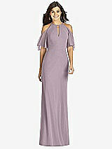 Front View Thumbnail - Lilac Dusk Ruffle Cold-Shoulder Mermaid Maxi Dress