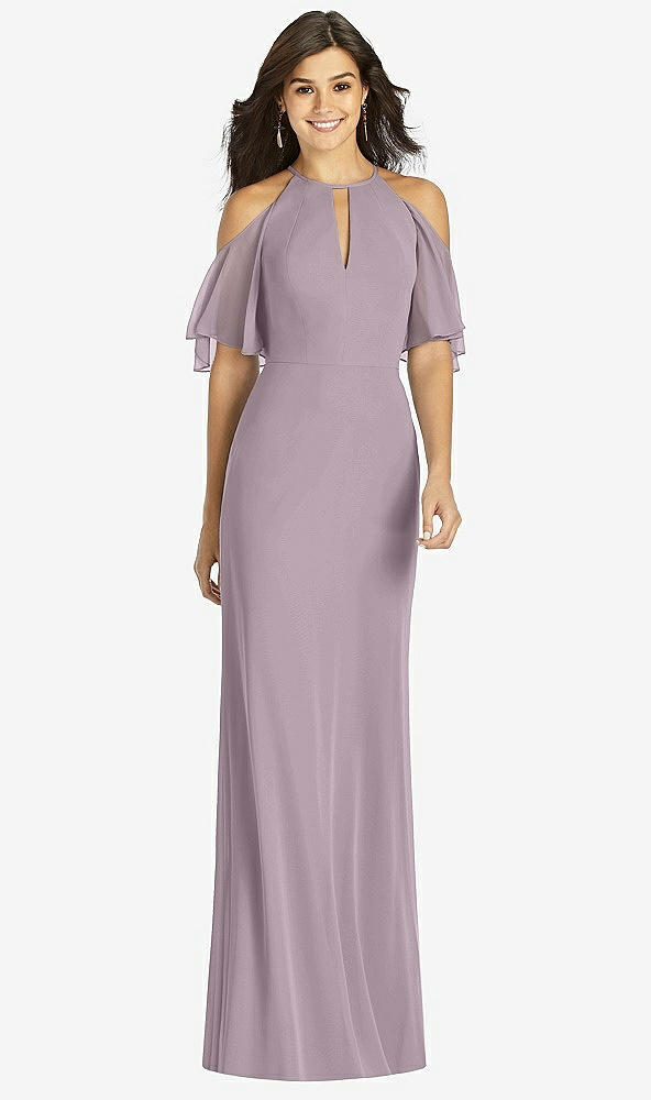 Front View - Lilac Dusk Ruffle Cold-Shoulder Mermaid Maxi Dress