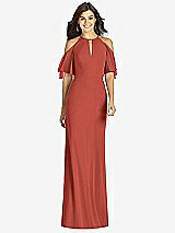 Front View Thumbnail - Amber Sunset Ruffle Cold-Shoulder Mermaid Maxi Dress