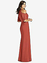 Rear View Thumbnail - Amber Sunset Ruffle Cold-Shoulder Mermaid Maxi Dress