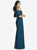 Rear View Thumbnail - Atlantic Blue Ruffle Cold-Shoulder Mermaid Maxi Dress