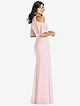 Rear View Thumbnail - Ballet Pink Ruffle Cold-Shoulder Mermaid Maxi Dress