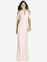 Front View Thumbnail - Blush Ruffle Cold-Shoulder Mermaid Maxi Dress