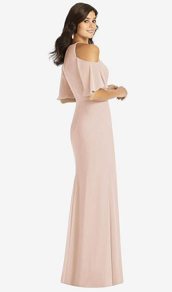 Back View - Cameo Ruffle Cold-Shoulder Mermaid Maxi Dress