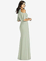 Rear View Thumbnail - Celadon Ruffle Cold-Shoulder Mermaid Maxi Dress