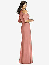 Rear View Thumbnail - Desert Rose Ruffle Cold-Shoulder Mermaid Maxi Dress