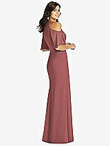 Rear View Thumbnail - English Rose Ruffle Cold-Shoulder Mermaid Maxi Dress