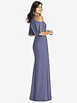 Rear View Thumbnail - French Blue Ruffle Cold-Shoulder Mermaid Maxi Dress