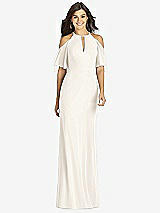 Front View Thumbnail - Ivory Ruffle Cold-Shoulder Mermaid Maxi Dress