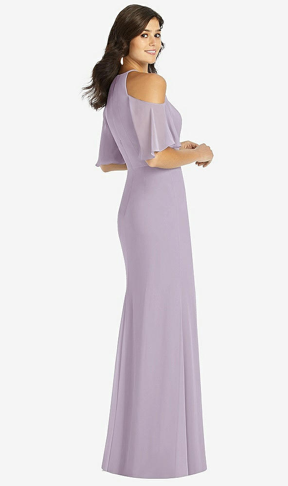 Back View - Lilac Haze Ruffle Cold-Shoulder Mermaid Maxi Dress