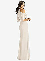 Rear View Thumbnail - Oat Ruffle Cold-Shoulder Mermaid Maxi Dress