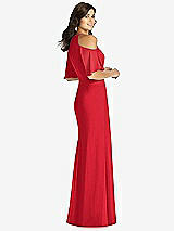 Rear View Thumbnail - Parisian Red Ruffle Cold-Shoulder Mermaid Maxi Dress