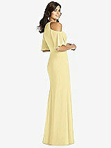 Rear View Thumbnail - Pale Yellow Ruffle Cold-Shoulder Mermaid Maxi Dress