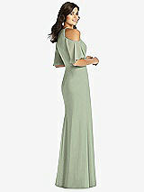 Rear View Thumbnail - Sage Ruffle Cold-Shoulder Mermaid Maxi Dress