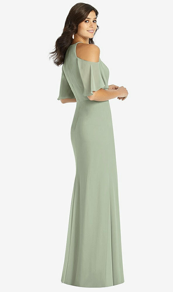 Back View - Sage Ruffle Cold-Shoulder Mermaid Maxi Dress