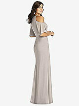 Rear View Thumbnail - Taupe Ruffle Cold-Shoulder Mermaid Maxi Dress