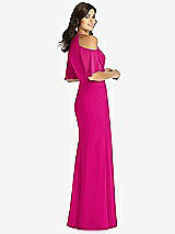 Rear View Thumbnail - Think Pink Ruffle Cold-Shoulder Mermaid Maxi Dress