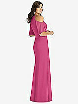 Rear View Thumbnail - Tea Rose Ruffle Cold-Shoulder Mermaid Maxi Dress