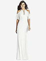 Front View Thumbnail - White Ruffle Cold-Shoulder Mermaid Maxi Dress