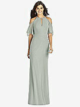 Front View Thumbnail - Willow Green Ruffle Cold-Shoulder Mermaid Maxi Dress