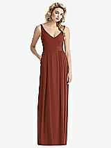 Front View Thumbnail - Auburn Moon Sleeveless Pleated Skirt Maxi Dress with Pockets