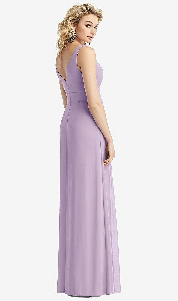 Back View - Pale Purple Sleeveless Pleated Skirt Maxi Dress with Pockets