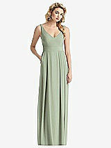 Front View Thumbnail - Sage Sleeveless Pleated Skirt Maxi Dress with Pockets