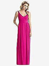 Front View Thumbnail - Think Pink Sleeveless Pleated Skirt Maxi Dress with Pockets