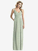 Front View Thumbnail - Vintage Primrose Sage Sleeveless Pleated Skirt Maxi Dress with Pockets