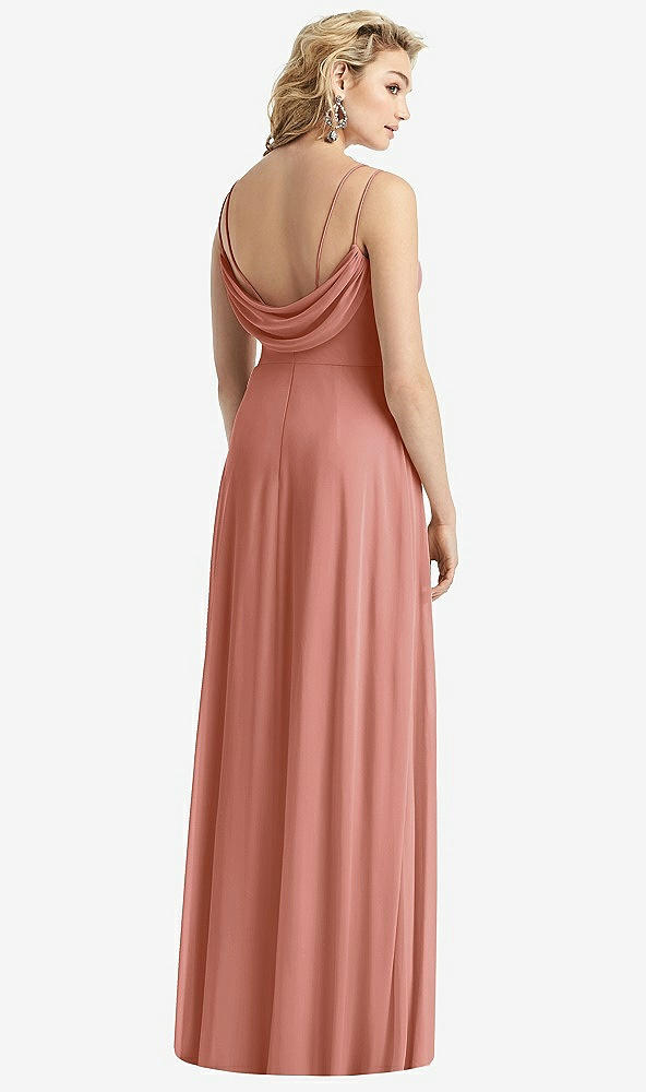 Front View - Desert Rose Cowl-Back Double Strap Maxi Dress with Side Slit