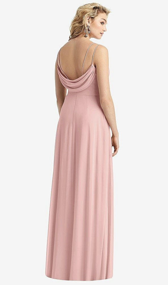 Front View - Rose - PANTONE Rose Quartz Cowl-Back Double Strap Maxi Dress with Side Slit