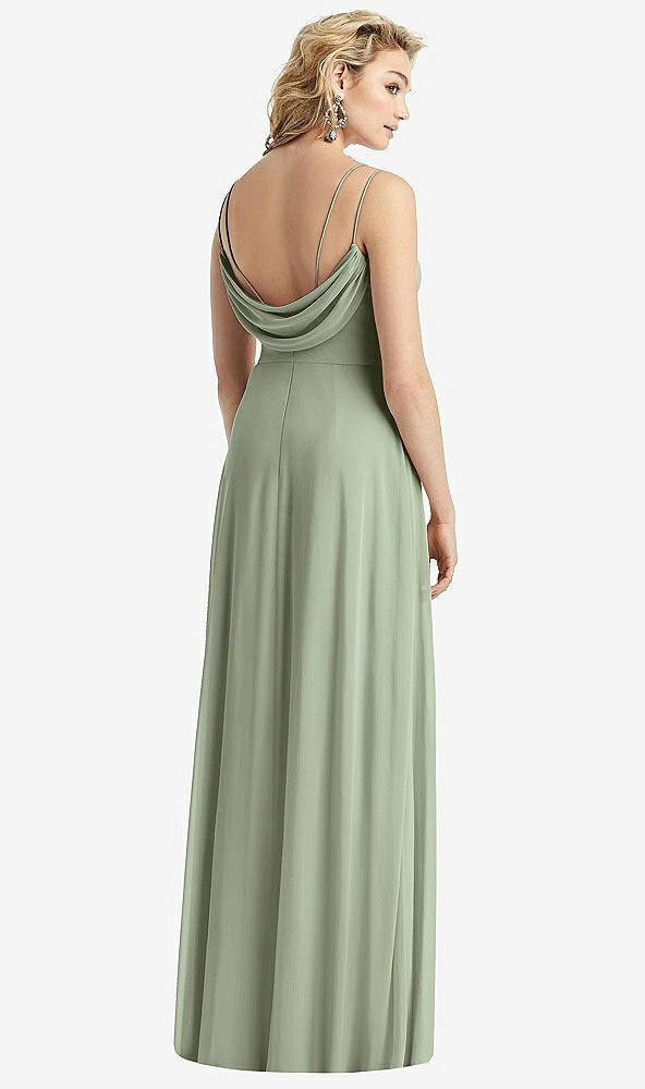 Front View - Sage Cowl-Back Double Strap Maxi Dress with Side Slit