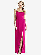 Rear View Thumbnail - Think Pink Cowl-Back Double Strap Maxi Dress with Side Slit