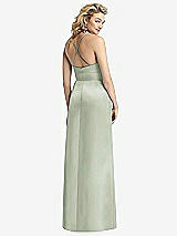 Rear View Thumbnail - Celadon Pleated Skirt Satin Maxi Dress with Pockets